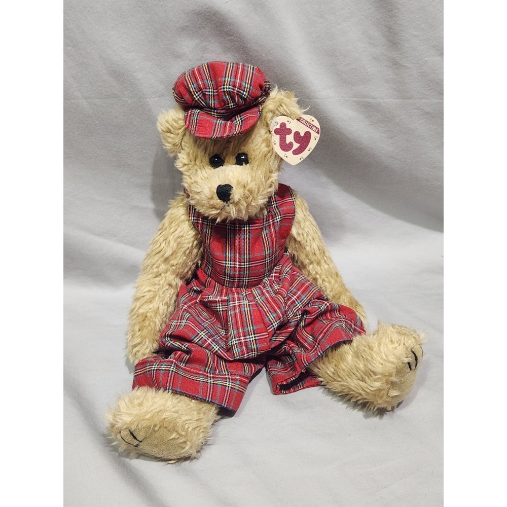 TY Attic Treasure SCOTCH Tartan Scottish Bear 13" Jointed Stuffed w PVC Tags 93'